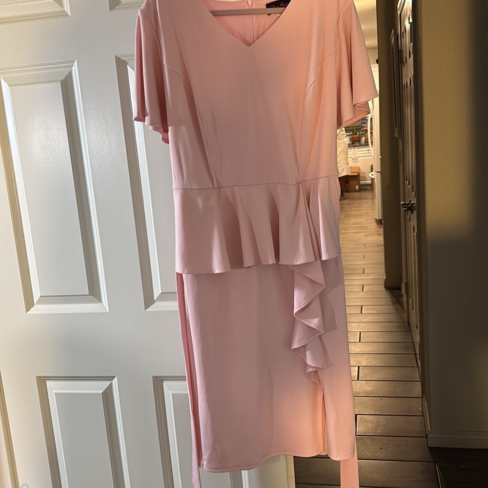 Elegant Pink Belted Dress